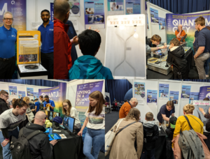 A collection of images of people attending the Quantum City stand at New Scientist Live Manchester